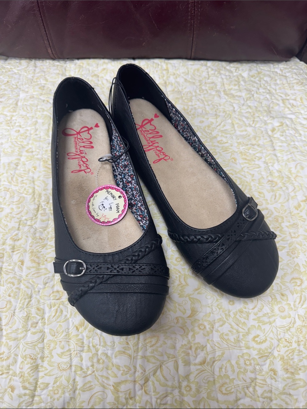Jellypop Black Braided Strap Ballet Flats